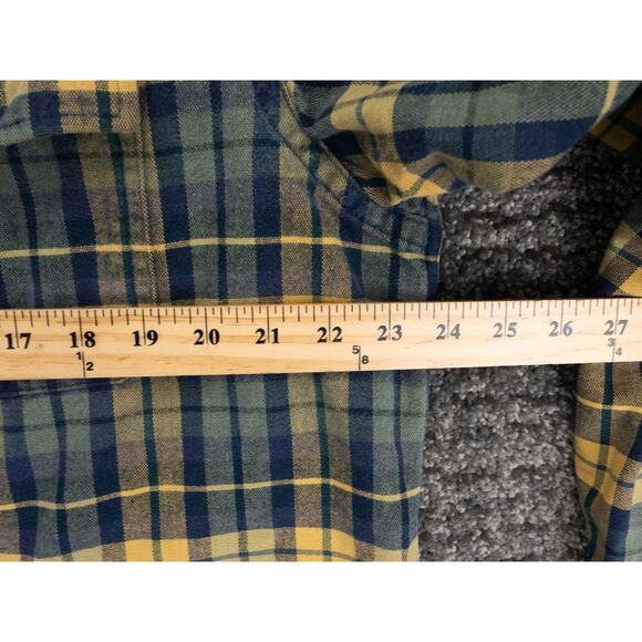 LL Bean Shirt Mens LT Blue Yellow Plaid Flannel Cotton Casual Outdoor Cabincore - Picture 5 of 10